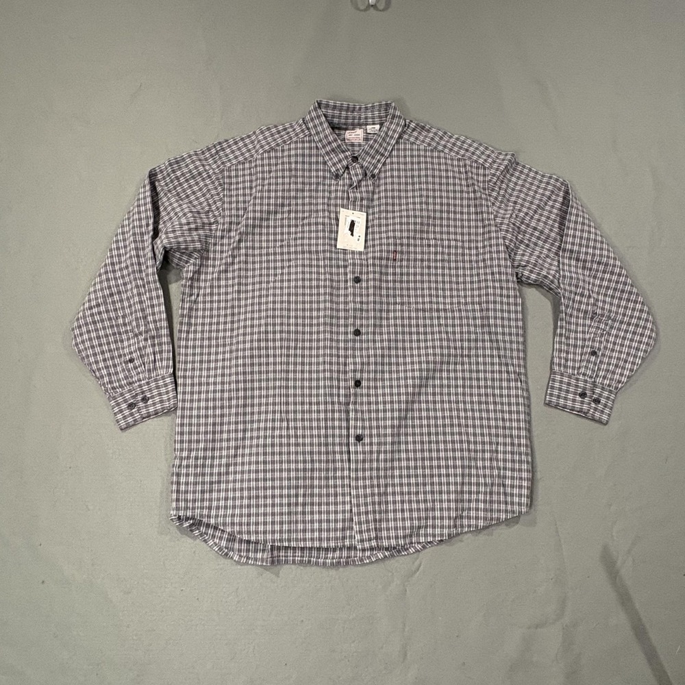 Vintage Levi's Shirt Mens XL Gray Plaid Long Sleeve Button Up Collared 90s